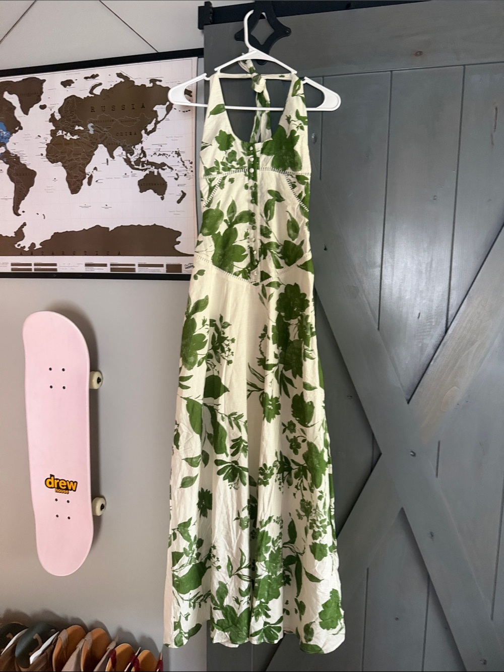 Peppermayo Green Floral Halter Maxi Dress - White & Green - Picture 9 of 13